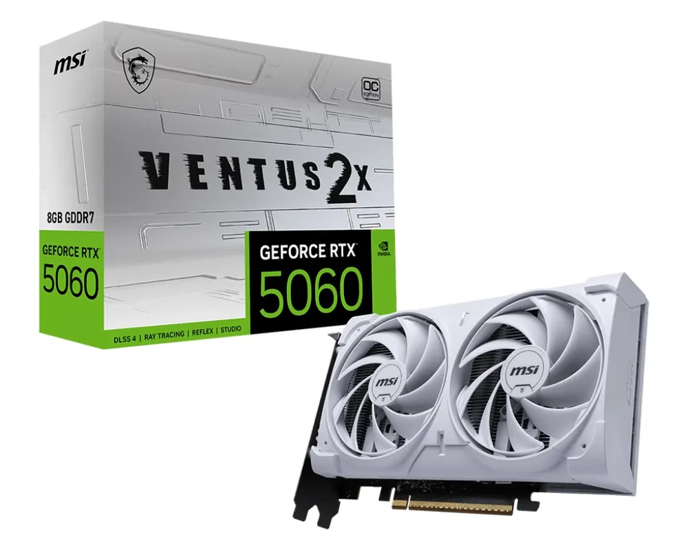 MSI VENTUS 2X OC WHITE GeForce RTX 5060 8GB GDDR7 DLSS4 Cumpără acum